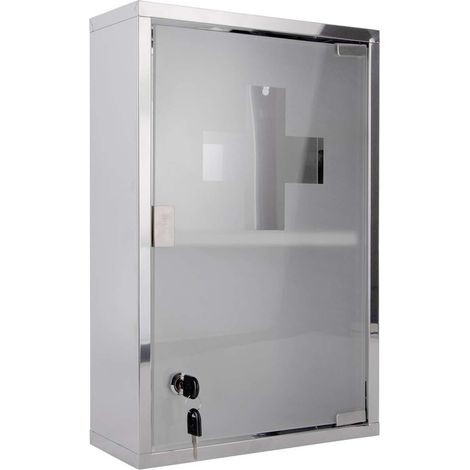 Armoire à pharmacie murale en acier inoxydable avec serrure (1/2)