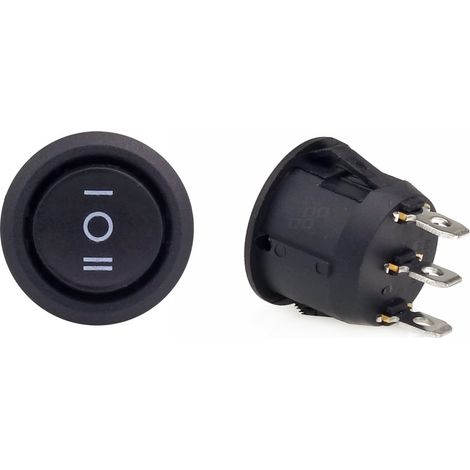 Interrupteur rond noir 12/230V BU03 amio-02463