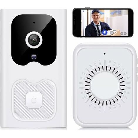 Sonnette vidéo WiFi sans fil – Vision nocturne 850nm – Autonomie prolongée – Installation simple collée ou perforée – Appels vidéo à distance (1/5)