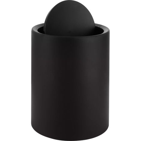 8L Poubelle Salle de Bain Noir Poubelle Toilette WC Noir Poubelle à Couvercle Basculant Ø 21,5 x 26 cm Poubelle Salle Bain Plastique pour Toilettes, Salle de Bain, Cuisine, Bureau, Table (1/5)