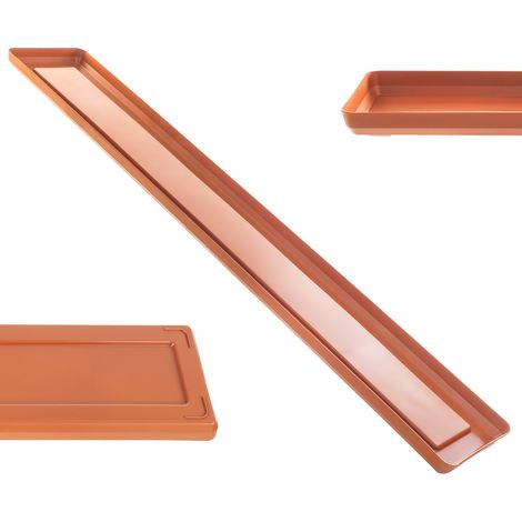 Soporte para maceta KADAX, bandeja rectangular de plástico ladrillo, 80 cm (1/5)