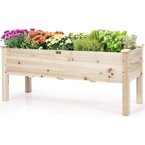 COSTWAY Hochbeet aus Holz 120x43,5x51cm Pflanzkasten Pflanztrog belastbar bis 100kg, Blumenkübel Kraeuterbeetx, Pflanzbeet Anzuchtbeet im Garten (1/5)