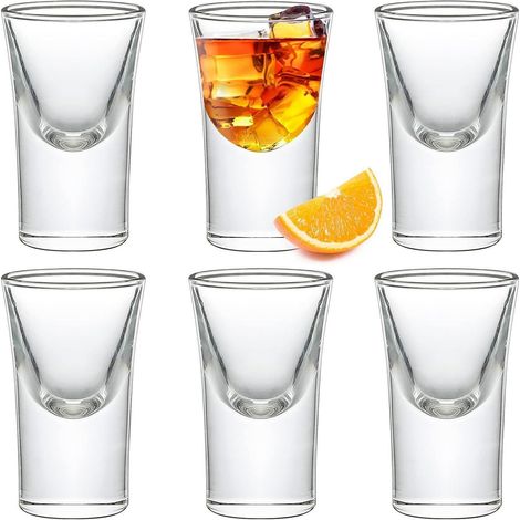Verre à shot 15ml, lot de 6, fond épais, cristal sans plomb, design classique (1/5)