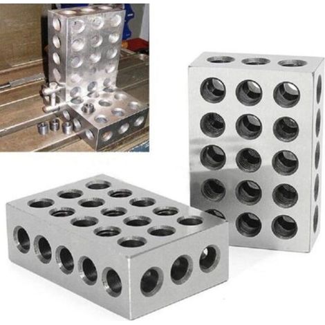 Lot de 2 Blocs En Acier Trempé 23 Trous 1-2-3 Jauge de Bloc de Serrage Parallèle pour Tour 123 Outils de Fraisage