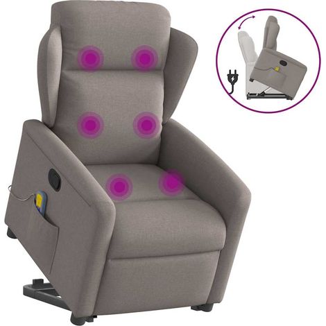 Massagesessel mit Aufstehhilfe Taupe Stoff