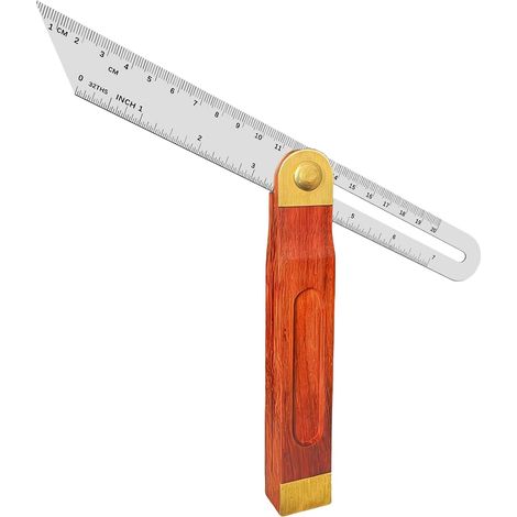 Équerre de Menuisier 200 mm, Fausse Équerre en T en Inox et Laiton, Outil de Mesure Réglable 360° pour Charpentier et Artisan, Rapporteur d'Angle Travail du Bois (1/5)