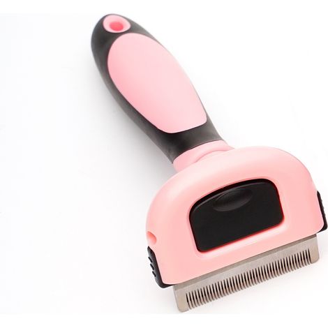 Peigne pour animaux de compagnie pour enlever les cheveux flottants couteau à cheveux chien épilation amincissement peigne à dents fines en acier inoxydable(trompette rose 43 dents) (1/5)