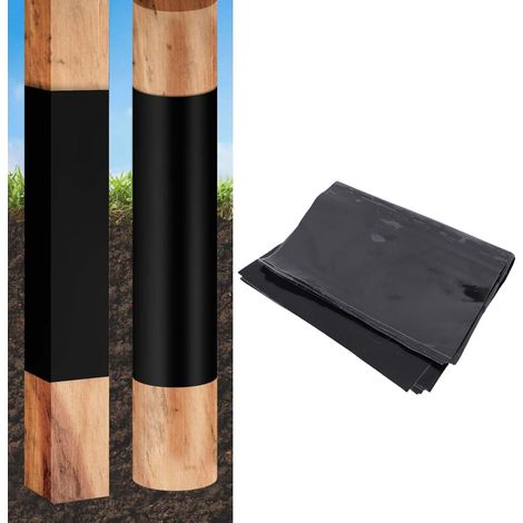 Protecteur de Poteau PVC Autocollant pour Clôture - 43x30cm Noir, 6 Pièces (1/5)