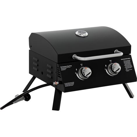Outsunny Portable Tabletop Gas BBQ Grill 5.8 kW Barbecue w/ 2 Burner