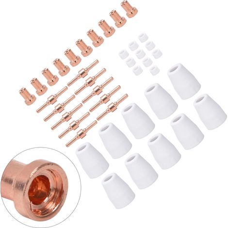 40 consommables pour découpeur plasma : coupelles de protection, électrodes, embouts annulaires, accessoires durables. (1/5)