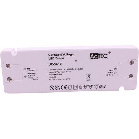 Alimentatore Trasformatore Ultra Slim 12V Tensione Costante CV (50W)