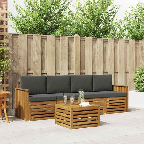 Sofagarnituren 5 pcs Natur und Anthrazit Massivholz Akazie (1/5)