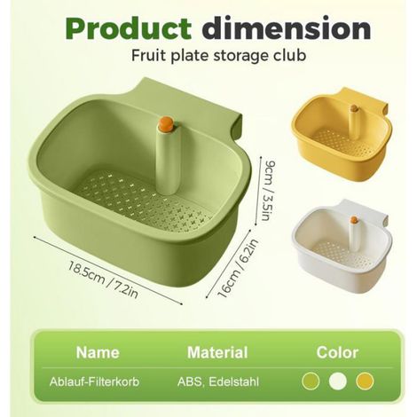 Panier d'Angle pour Évier avec Ventouse, Égouttoir Déchets Alimentaires, Rangement Éponge, Blanc (1/5)