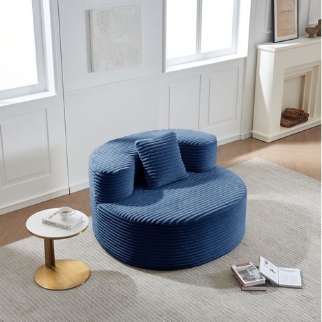 Sillón puff, asiento acolchado de pana, con cojines incluidos, azul (1/5)