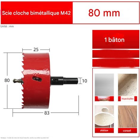 foret à carotter bimétallique (80 mm), rouge, pour scies cloches dans le bois et le plastique (1/5)