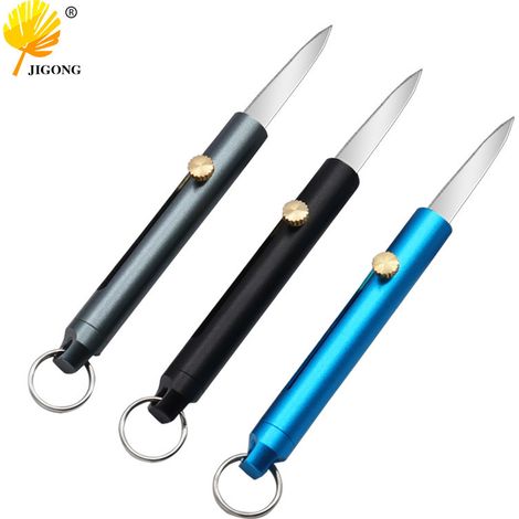 Couteau de déballage, couteau télescopique de camping, outil d'autodéfense portable pour l'extérieur, porte-clés, couteau à fruits tranchant