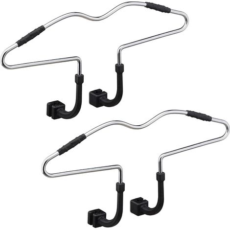 Perchas metálicas (de acero), juego de 2, antideslizantes, para reposacabezas, para viajes en coche, color plata/negro.