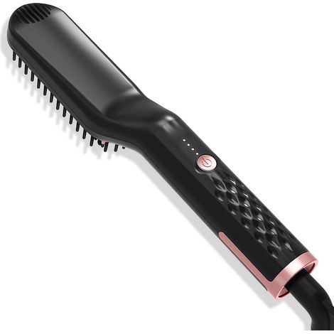 lisseur De Barbe Pour Hommes En Or Noir, Mini Lisseur, Peigne  Cheveux Raides Chauff Peigne Ionique Pour Le Coiffage Des Barbes Longues Et Courtes (1/5)