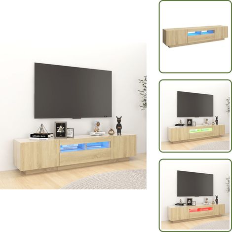 Armario de TV moderno - vidaXL Armario TV con luces LED color roble Sonoma 180x35x40 cm - Armario de TV con luz LED