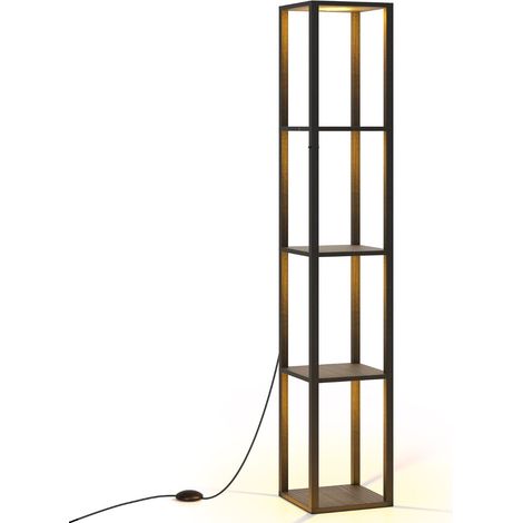 Lampada da terra con ripiani 29 x 29 x 165 cm luce regolabile 3 livelli salvaspazio design moderno in MDF nero 200012285