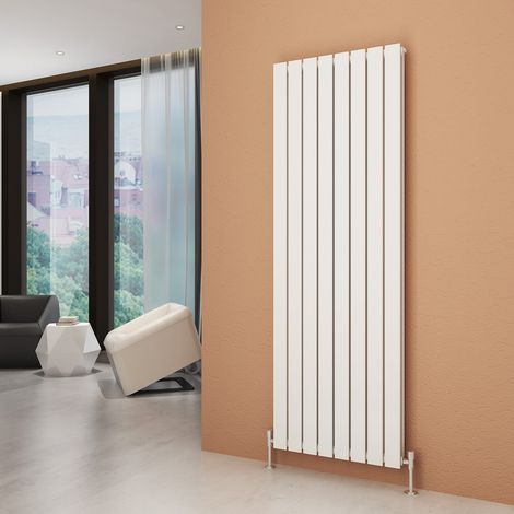 ELEGANT Vertical Radiator 1800x608mm White Double Flat Panel Central Heating Rad with White Thermostatic Radiator Valves (1/5)