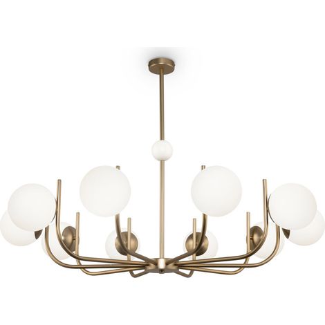 Maytoni Lampadario contemporaneo Rendez-vous 10 luci E14 ottone metallo diffusore vetro