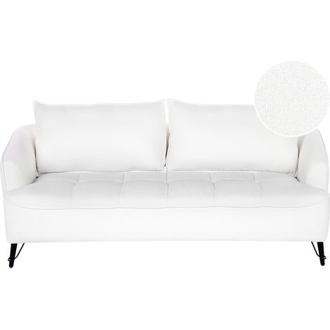 Sofá bouclé 3 plazas tapizado poliéster acolchado Blanco Hobro