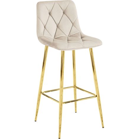 Taburete Valora KODA terciopelo beige patas doradas moderno chic