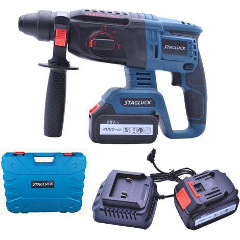 TrAdE Shop Traesio - Trapano Scalpellatore Doppia Batteria Martello Demolitore Sds Plus 4ah 88v - (1/4)