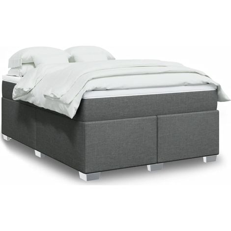 Boxspringbett mit Matratze Dunkelgrau 140x190 cm Stoff
