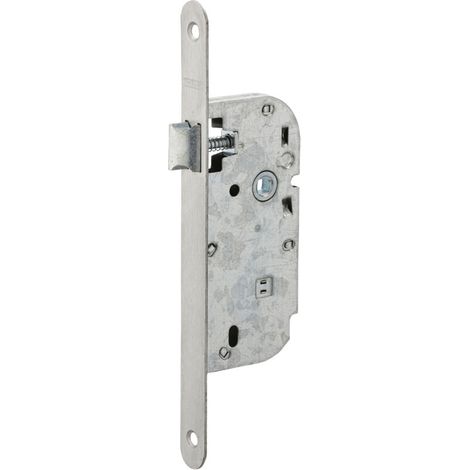 Serrure encastrable pour porte intérieure 40mm – Têtière inox – Acier pour usage intensif – Gâche plate incluse (1/2)