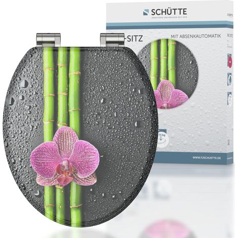 SCHÜTTE Sedile WC con anima in legno Colorful Stones, sedile WC con abbassamento automatico, adatto per molti WC in commercio, carico massimo 150 kg, motivo pietre 80120 (1/5)