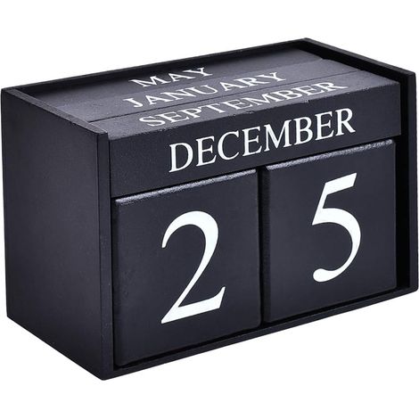 Calendrier Perpetuel - Blocs En Bois Naturel Avec Support En Bois Doré - Pour Bureau Maison Ou Salle De Classe - 1 Pièce (1/5)