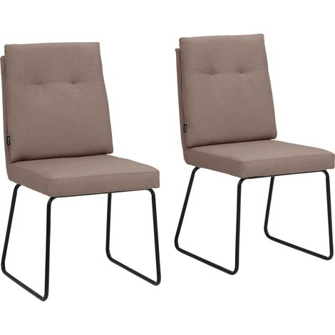 Irene-Ensemble de 2 chaises de salle à manger rembourrées en tissu tissé cappuccino
