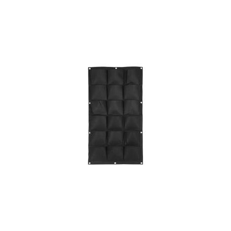 Bolsa de cultivo colgante de fieltro negro con 18 bolsillos para plantas.