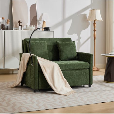 Einzel-Schlafsofa aus grünem Stoff mit USB und Tablet-Halter HAVRYA (1/5)