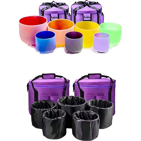 Juego de cuencos tibetanos de cristal, juego completo de 7 piezas, afinados a 432 Hz, juego de 7 - Color (1/2)