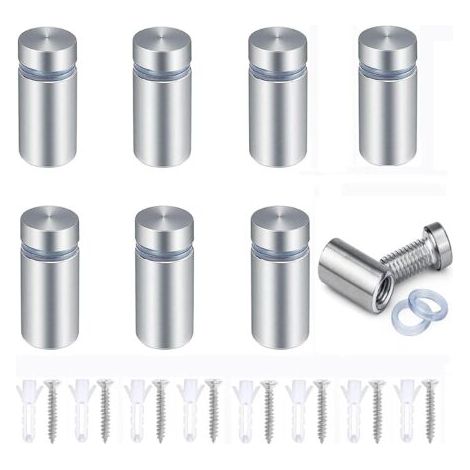 20 PCS En Acier Inoxydable Publicité Vis Verre Standoff Fixations Boulons Titulaire Vis Signe Publicité Nails Matériel Montures Vis Frameless Standoff Clamp Pour Verre 12 x 20mm (1/5)