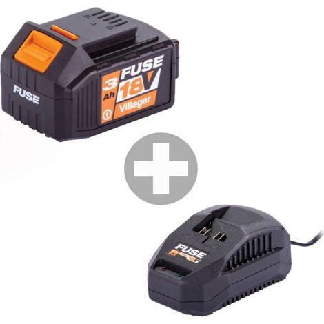 Batterie Lithium ion 18 volts 3Ah avec chargeur 2.4A Villager Fuse