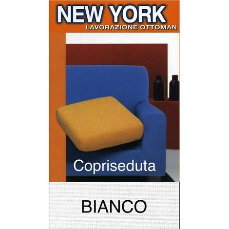 Copriseduta Divano New York Bianco - Tessuto Elasticizzato a Costine Antipilling - Made in Italy copriseduta 1posto 60x60