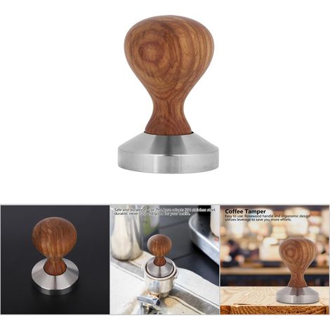 Kaffeetampon aus Rosenholz mit ergonomischem Griff – Flachpresse für Espresso, 51 mm (1/5)