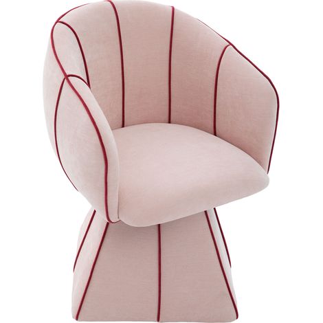 Silla giratoria de chenilla rosa con respaldo alto y reposabrazos (1/5)