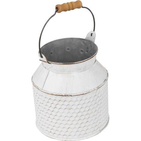 Décoration De Pot De Fleurs Vintage Fer Seau De Rangement Décoratif Blanc pour Scène Intérieure (1/5)