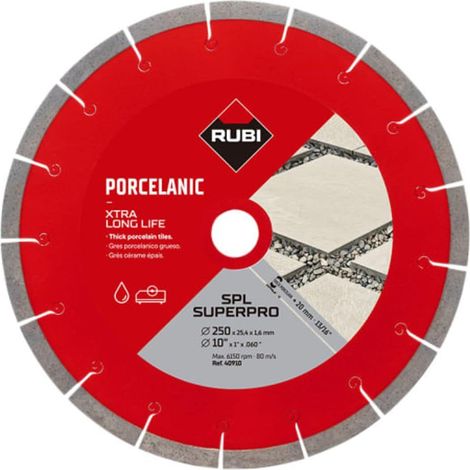 RUBI Feinsteinzeug J-SLOT Diamond Cutting Disc for Porcelain Tile – SPL-EXT SUPERPRO 250 Model (40910)