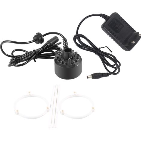 Umidificatore atomizzatore a 12 LED – Nebulizzatore – Per laghetto, fontana, vaso, acquario o roccia – con adattatore – Tipo A