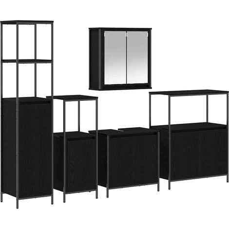 Maison Exclusive - Badezimmermöbel-Set 5 pcs Schwarz Eichen-Optik