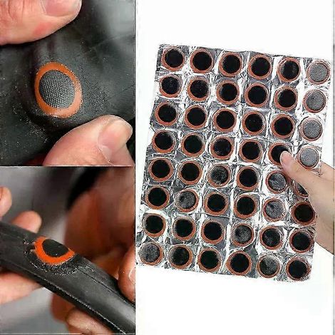 Paquet de 48/96 pièces de rustines en caoutchouc pour réparer les pneus de vélo - sans colle, compatible avec les chambres à air de vélo, répare facilement les pneus de vélo. (1/5)