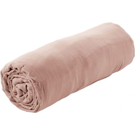 OUREA - Drap Housse 90x200cm Gaze de Coton Guimauve