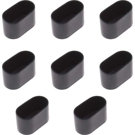 (noir) Lot de 8 embouts ovales pour pieds de table et chaises, revêtement en caoutchouc souple anti-rayures – 40 x 20 mm (noir