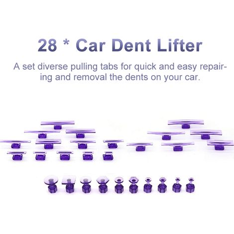 Kit d'extraction de débosselage avec onglets de voiture, 28 pièces, ensemble d'outils de retrait pour carrosserie d'outil de réparation automobile sans peinture (1/5)